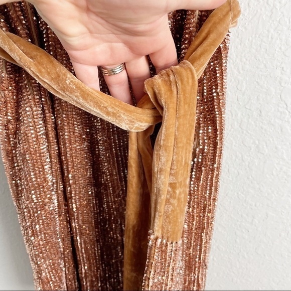 Retrofete Ella Sequin One Shoulder Mini Dress in Bronze Gold Metallic Cocktail - Picture 6 of 9